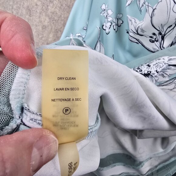 Floral Sleeveless Mint Green & White Fit And Flare Midi Dress 94% Polyester Mesh - Picture 6 of 8